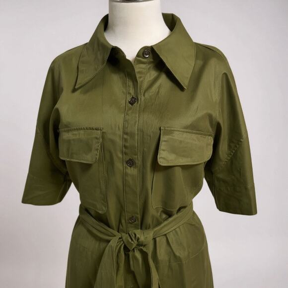 Banana Republic Luxe Belted Jumpsuit in Olive Green - Picture 3 of 8